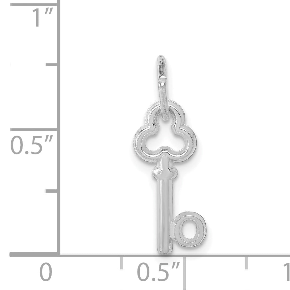 14K White Gold O Initial Charm with Polished Rhodium Finish