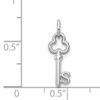 14K White Gold S Initial Charm with Polished Rhodium Finish