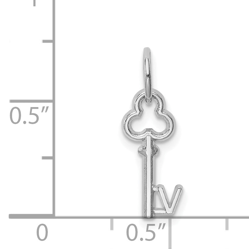14K White Gold Polished V Initial Charm by Sophia Jewelers