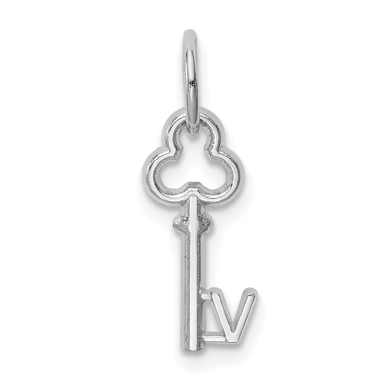 14K White Gold Key Letter V Initial Charm Main image