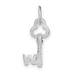 14K White Gold W Initial Charm with Polished Rhodium Finish