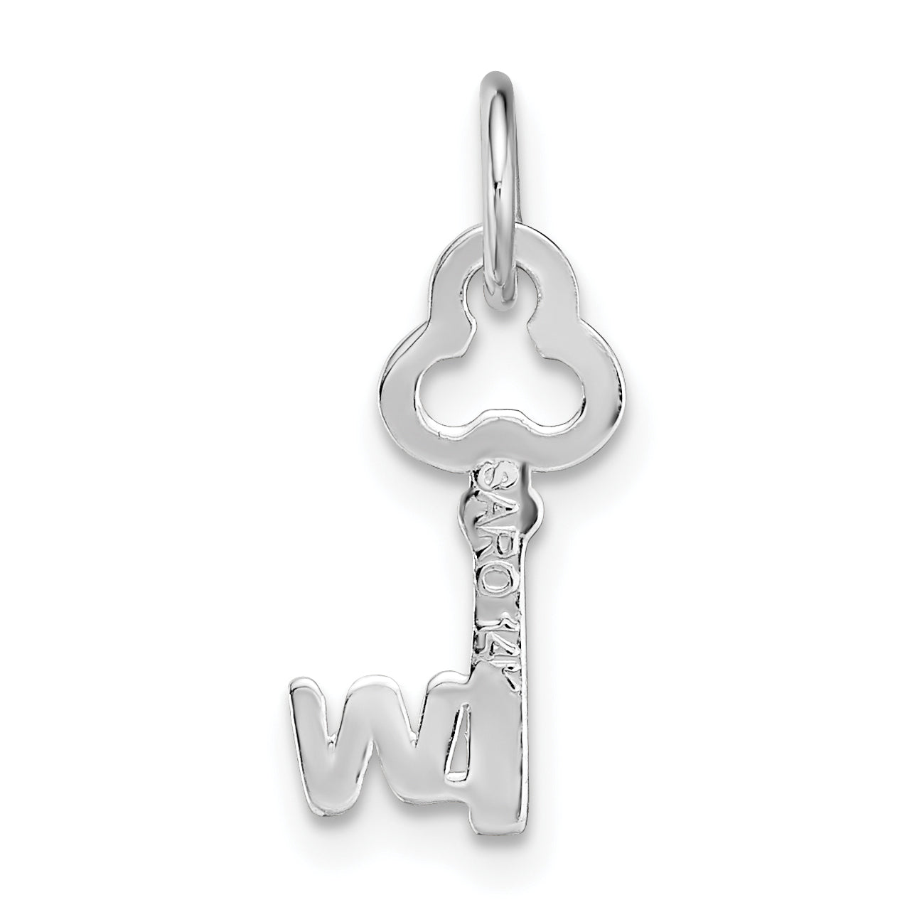 14K White Gold W Initial Charm with Polished Rhodium Finish