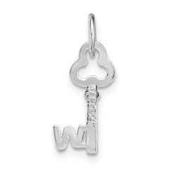 14K White Gold W Initial Charm with Polished Rhodium Finish