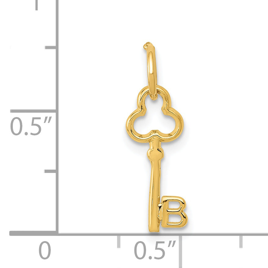 14K Gold Polished Letter B Initial Charm  Elegant and Small Cast Design