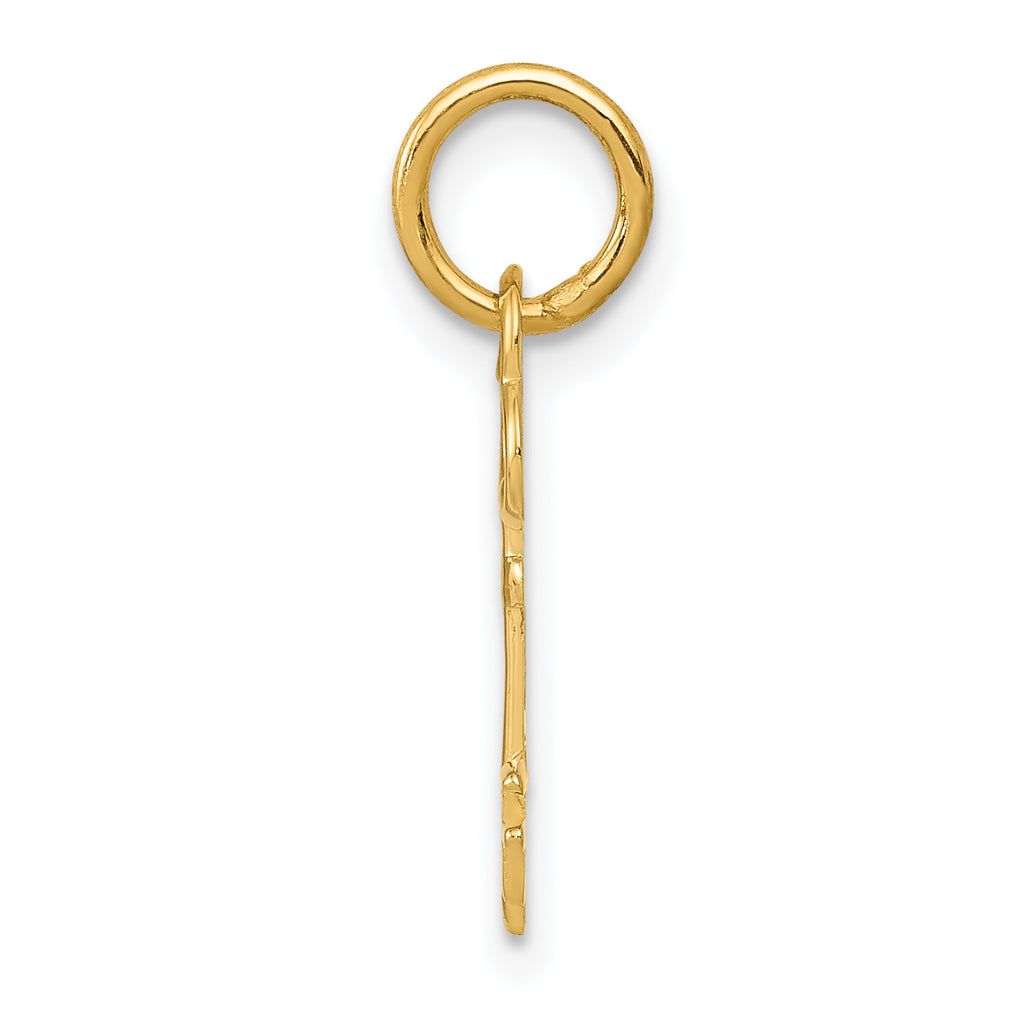 14K Gold Polished F Initial Charm Elegant Small Pendant