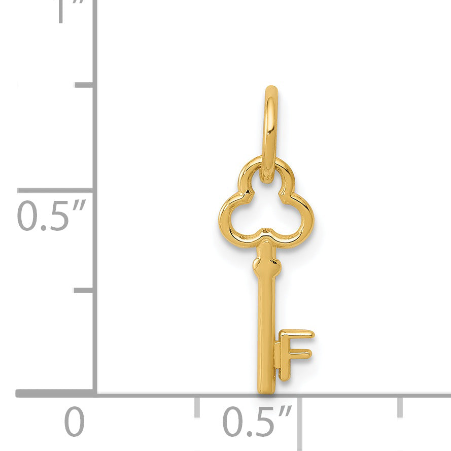 14K Gold Polished F Initial Charm Elegant Small Pendant
