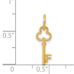 14K Gold Polished F Initial Charm Elegant Small Pendant