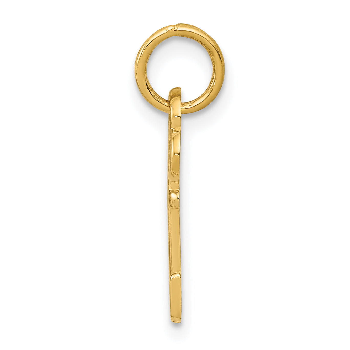 14K Gold Polished Letter J Initial Charm Elegant Casted Design by Sophia Jewelers