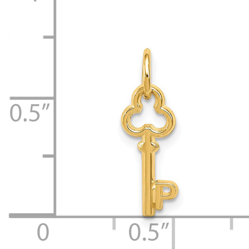 14K Gold Polished Letter P Initial Charm Elegant & Casted Design