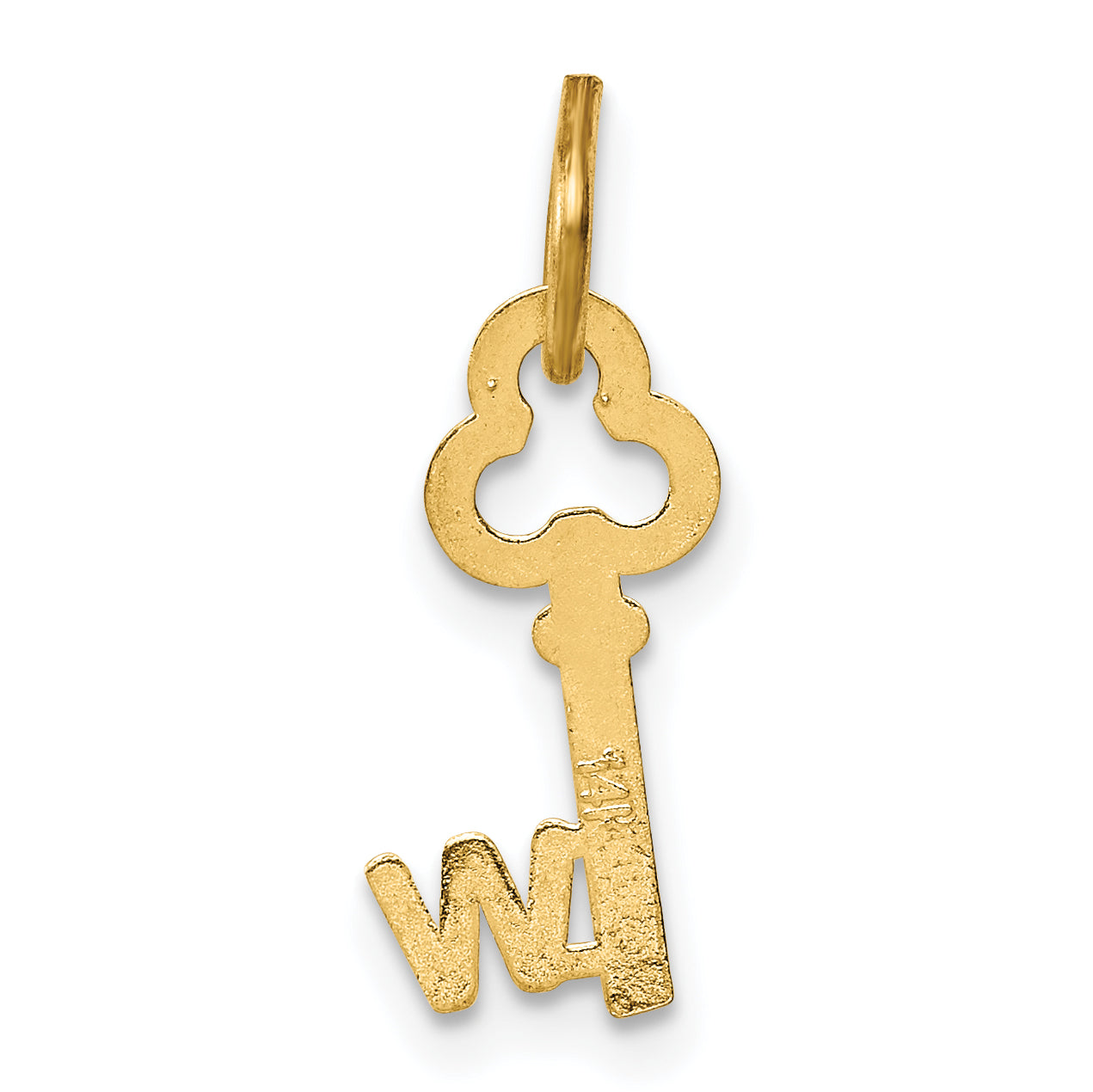 14K Gold Polished W Initial Charm  Elegant, Small Casted Design