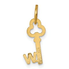 14K Gold Polished W Initial Charm  Elegant, Small Casted Design