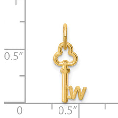 14K Gold Polished W Initial Charm  Elegant, Small Casted Design