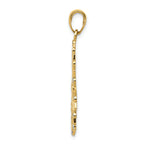 14K Yellow Gold and White Rhodium Diamond-Cut Flower Pendant  Elegant and Fancy Design