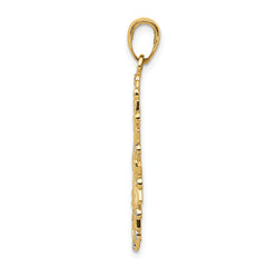 14K Yellow Gold and White Rhodium Diamond-Cut Flower Pendant  Elegant and Fancy Design