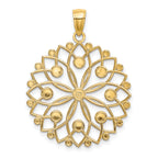 14K Yellow Gold and White Rhodium Diamond-Cut Flower Pendant  Elegant and Fancy Design
