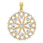 14k and White Rhodium Diamond-cut Flower Pendant