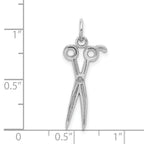 14K White Gold Polished Scissors Charm with Rhodium Plating Elegant and Themed Design