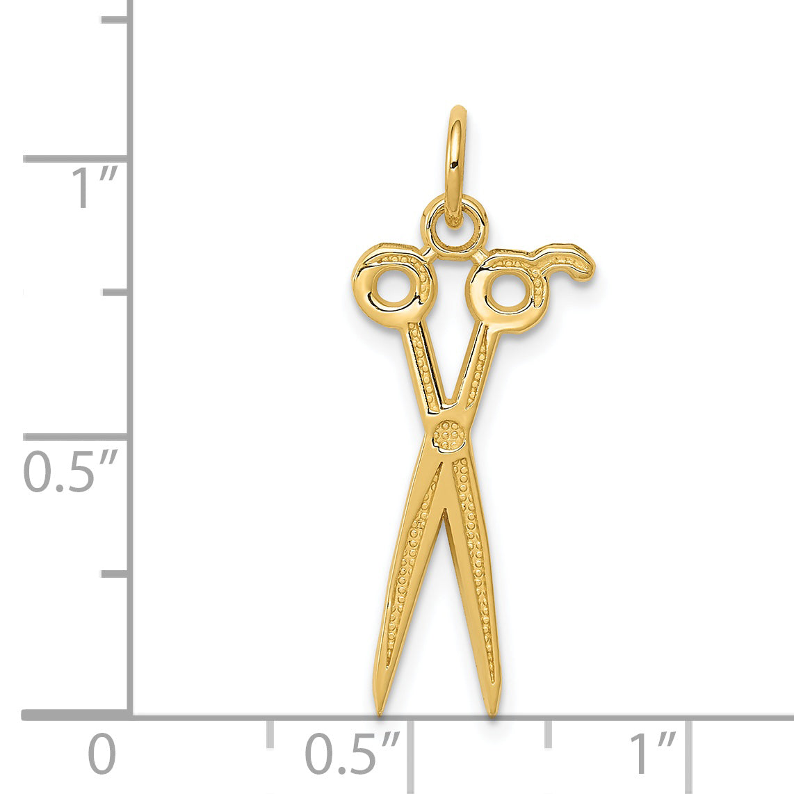 14K Gold Scissors Charm with Polished Finish Elegant Design