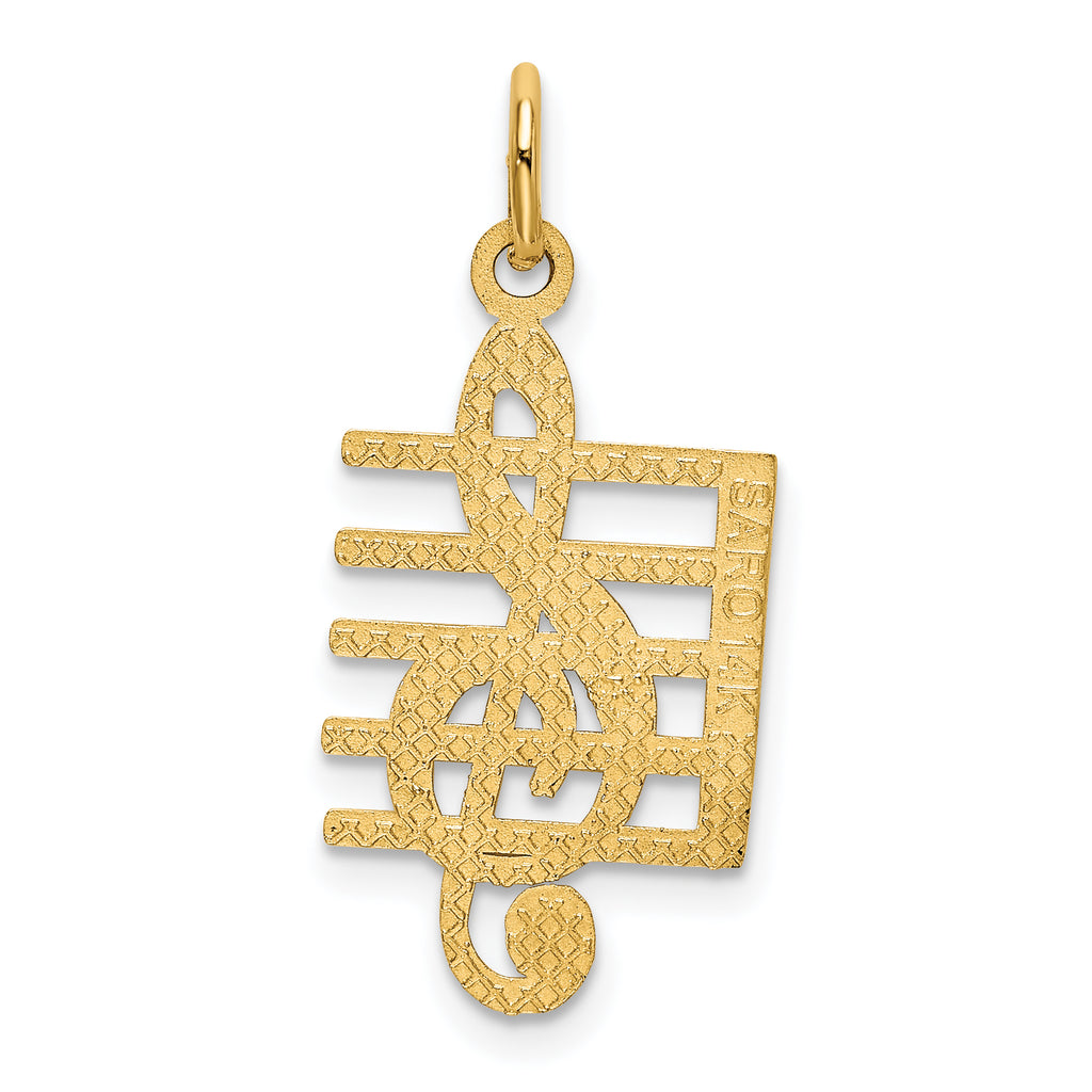 14K Gold Musical Staff Charm with Polished Finish Elegant Themed Design