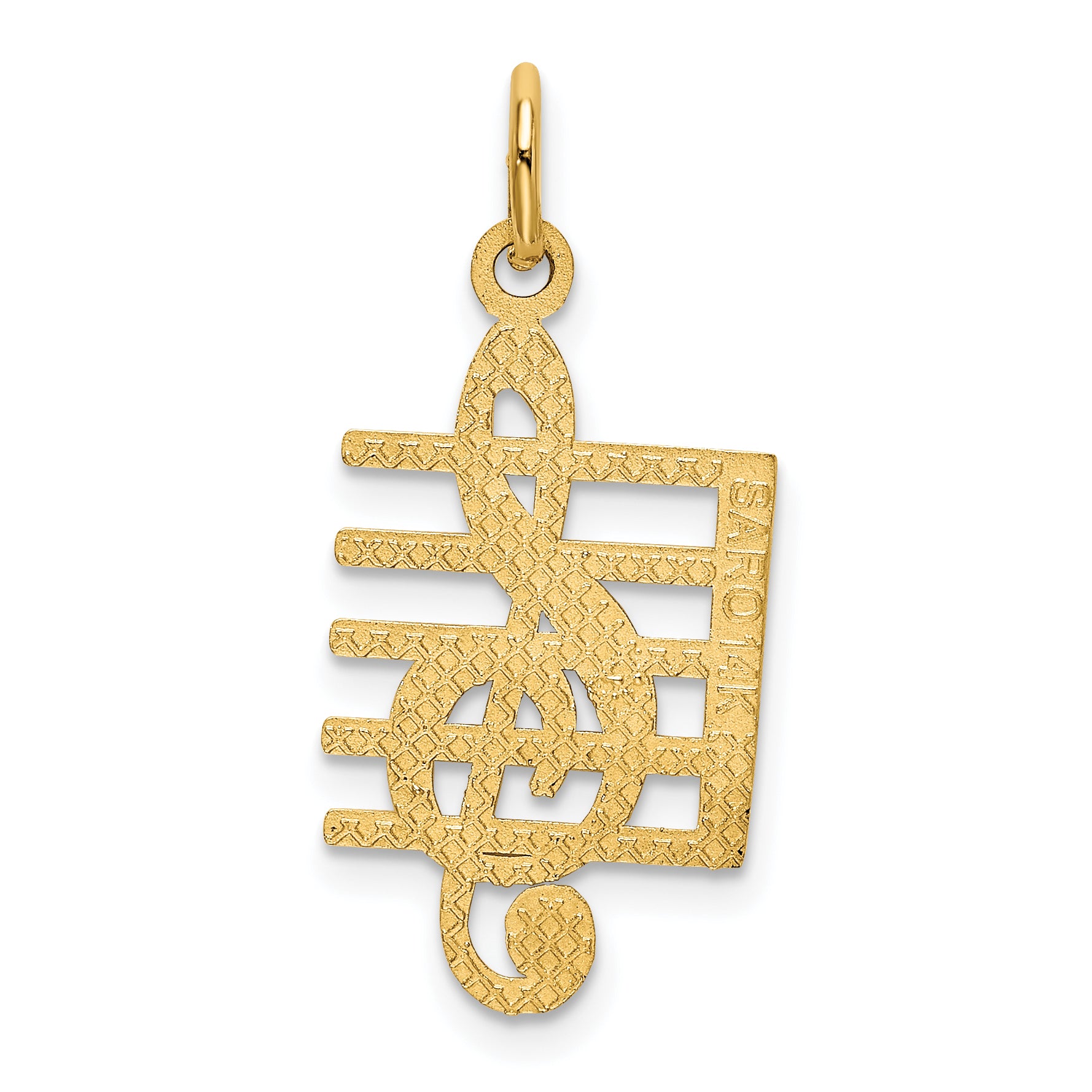 14K Gold Musical Staff Charm with Polished Finish Elegant Themed Design