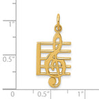 14K Gold Musical Staff Charm with Polished Finish Elegant Themed Design