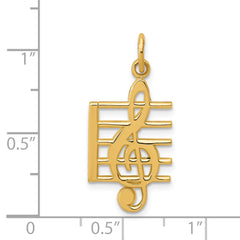14K Gold Musical Staff Charm with Polished Finish Elegant Themed Design