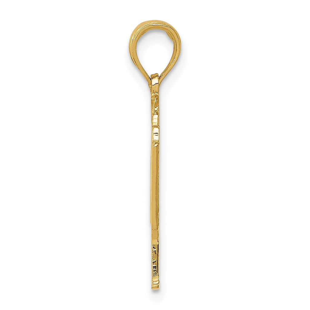 14K Gold Piano Pendant with Polished Finish and Textured Design