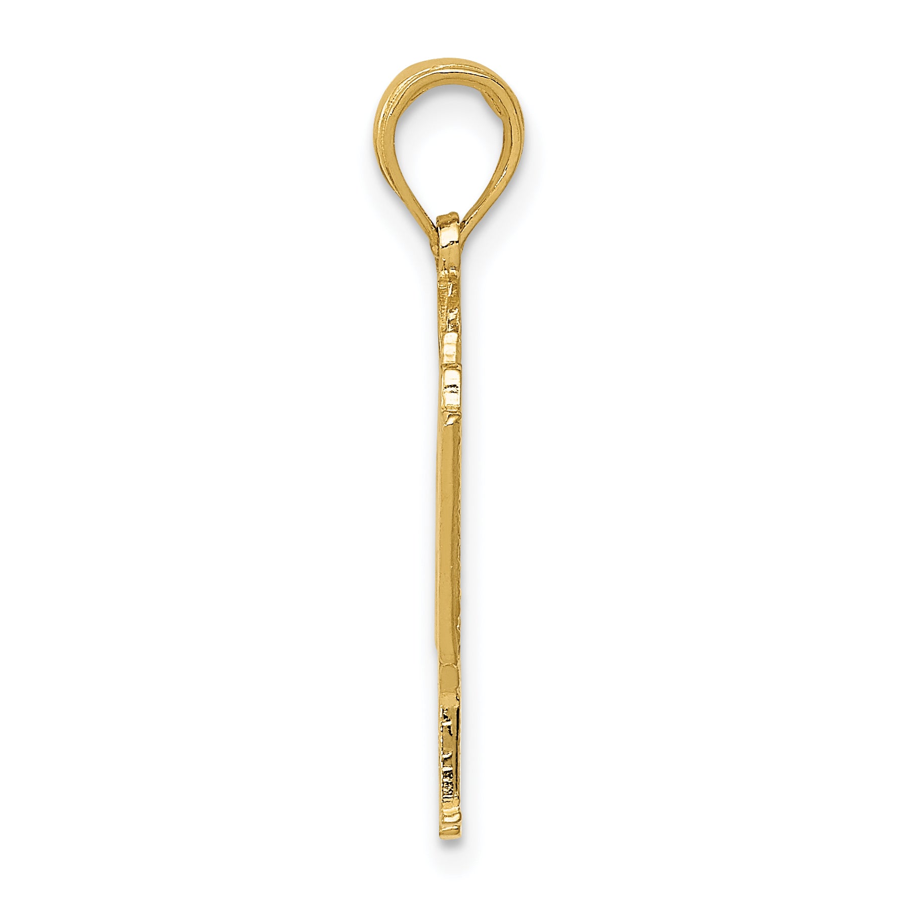 14K Gold Piano Pendant with Polished Finish and Textured Design