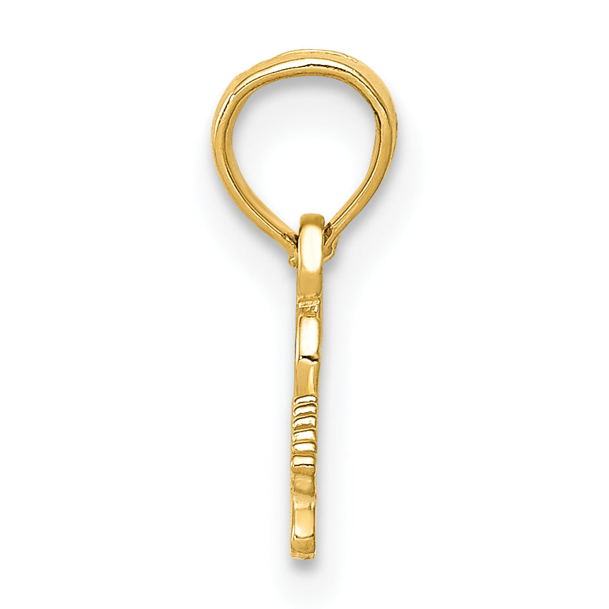 14K Gold Electric Guitar Pendant with Polished Finish  Solid and Textured Design