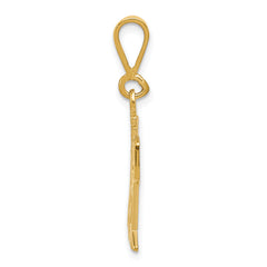 14K Gold Drum Set Charm with Polished Finish  Men's Textured Pendant