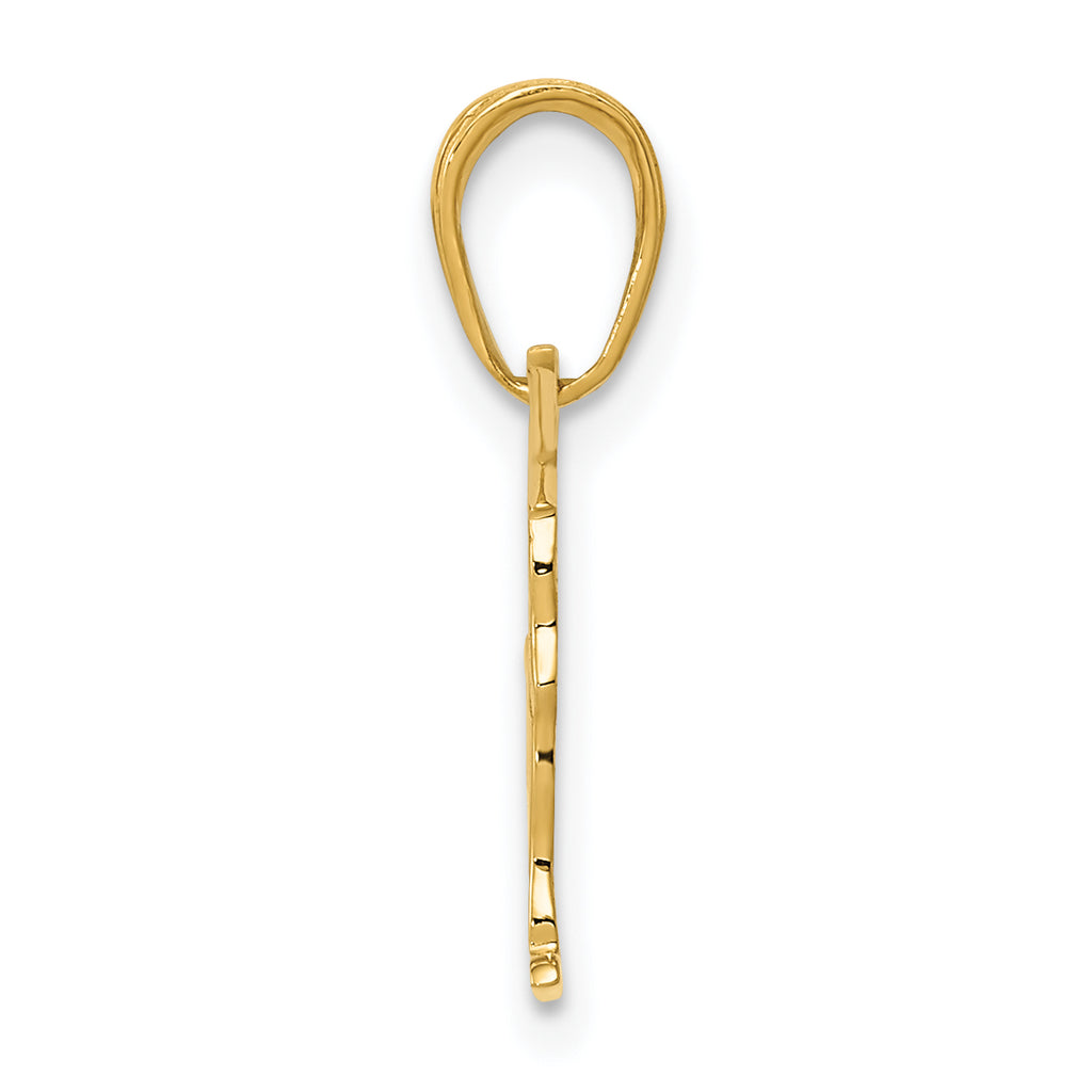 14K Gold Gymnastics Pendant with Polished Finish and Textured Detail