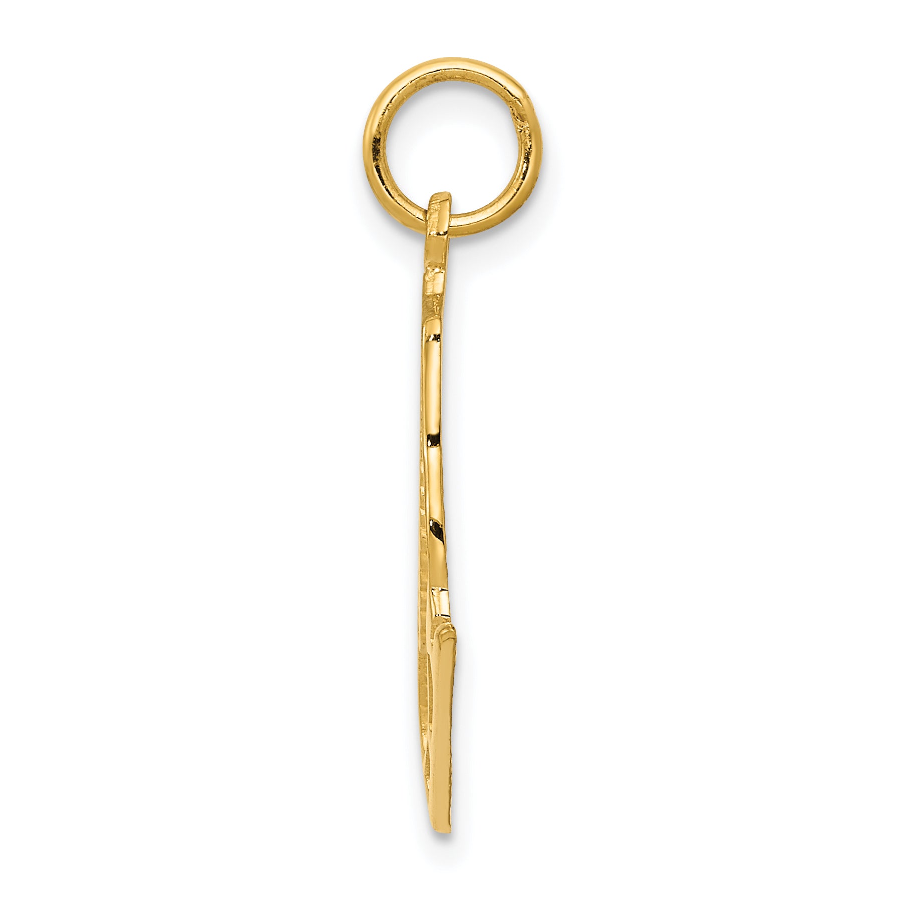 14K Gold Figure Skate Pendant with Polished Finish and Textured Detail