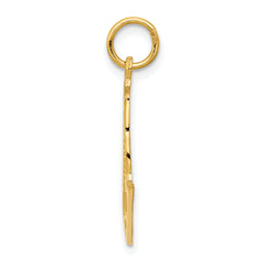 14K Gold Figure Skate Pendant with Polished Finish and Textured Detail