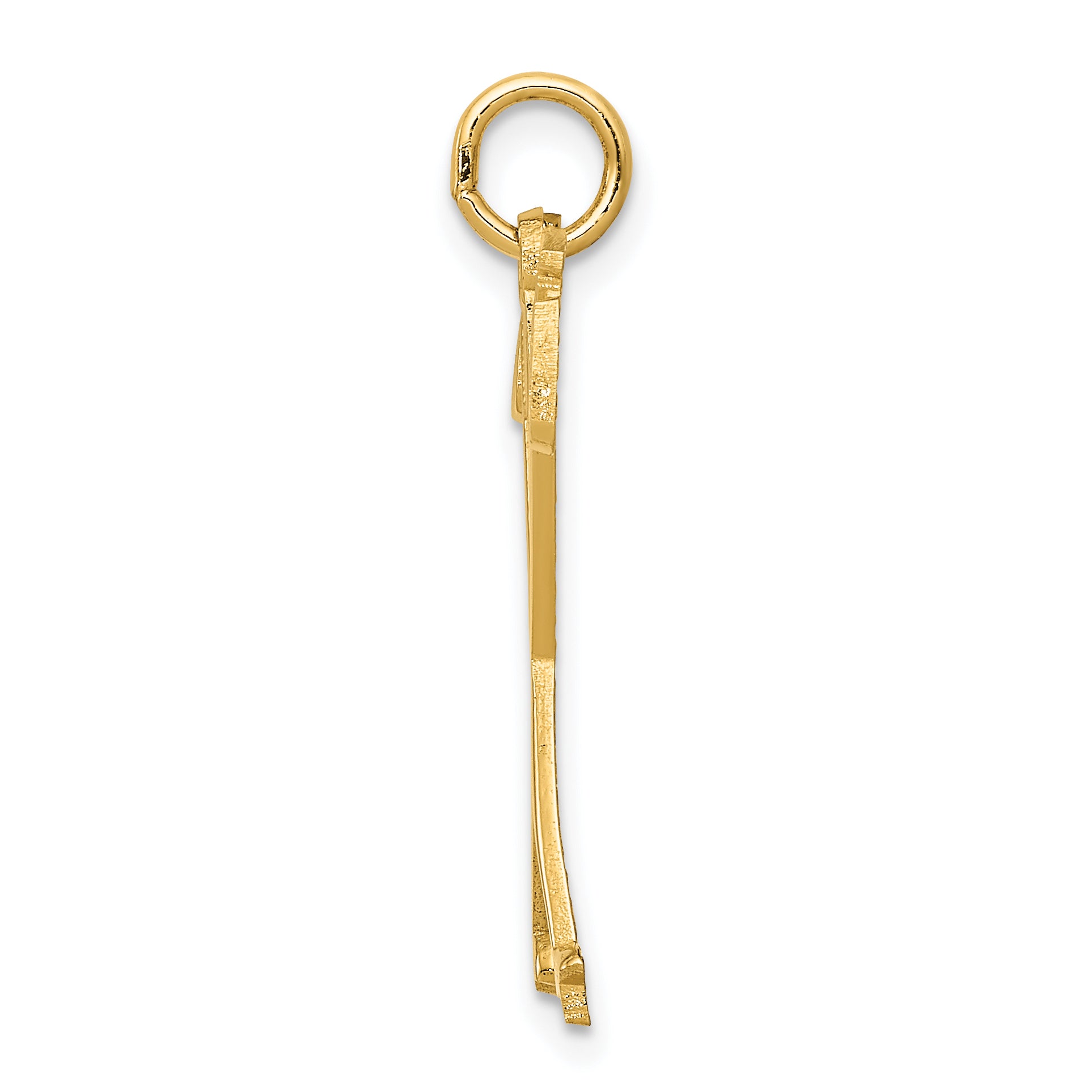 14K Gold Ski Poles Charm with Polished Finish and Textured Back Secondary image