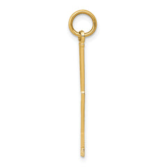 14K Gold Goalie Stick Charm with Polished Finish and Textured Back