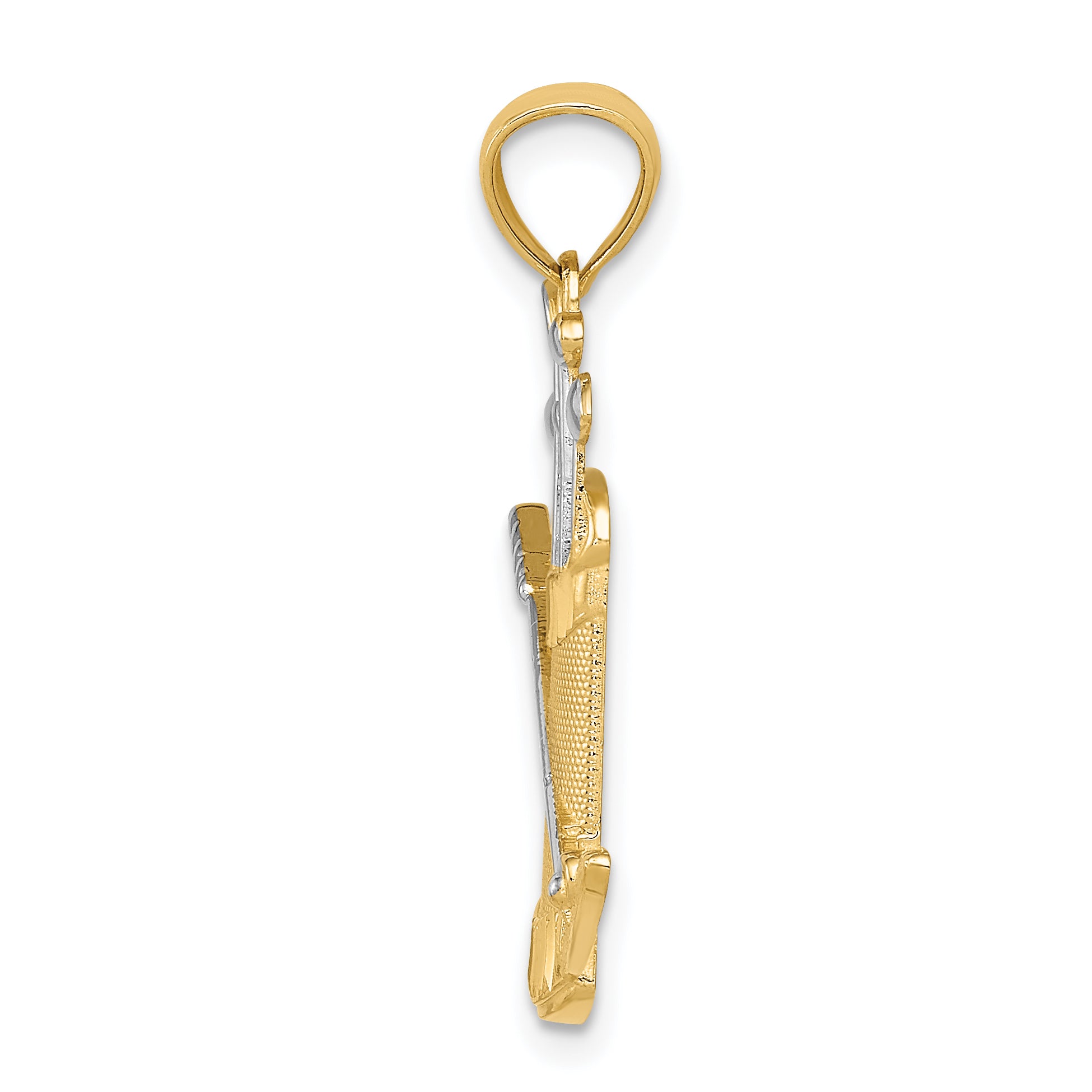 14K Gold and Rhodium Golf Bag Pendant for Men with Textured Design Secondary image