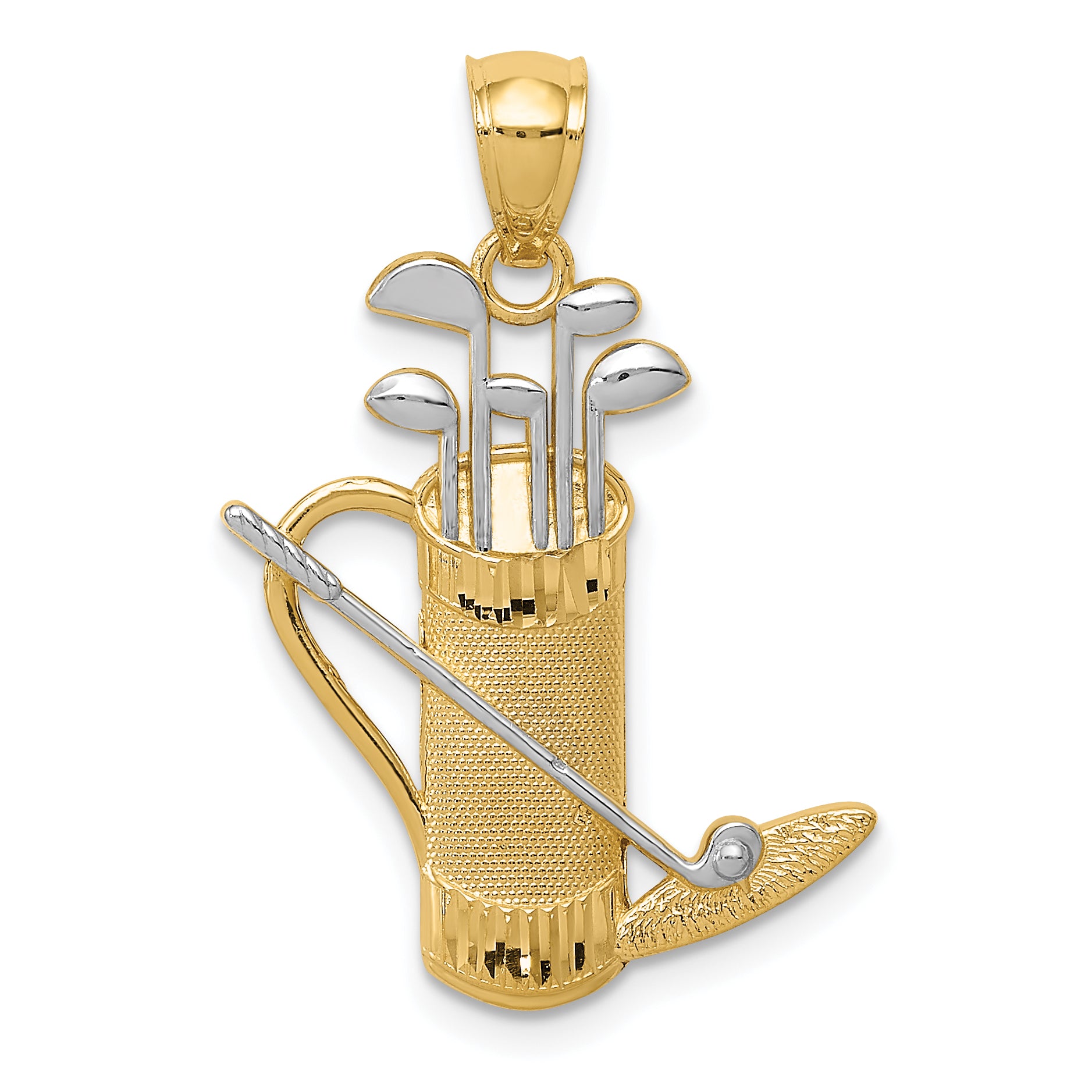 14k and Rhodium Golf Bag Pendant Main image