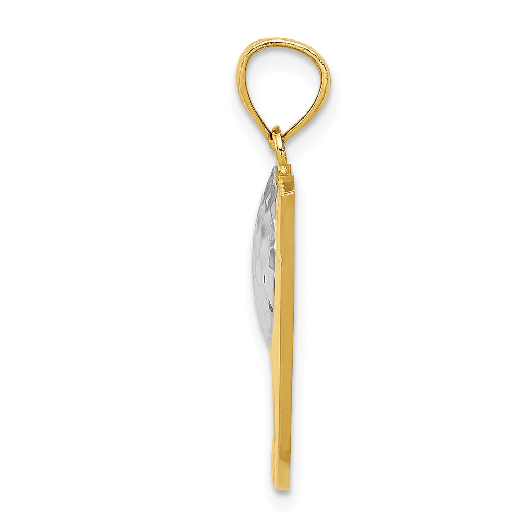14K Gold and Rhodium Men's Golf Pendant with Polished Finish