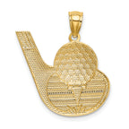 14K Gold and Rhodium Men's Golf Pendant with Polished Finish