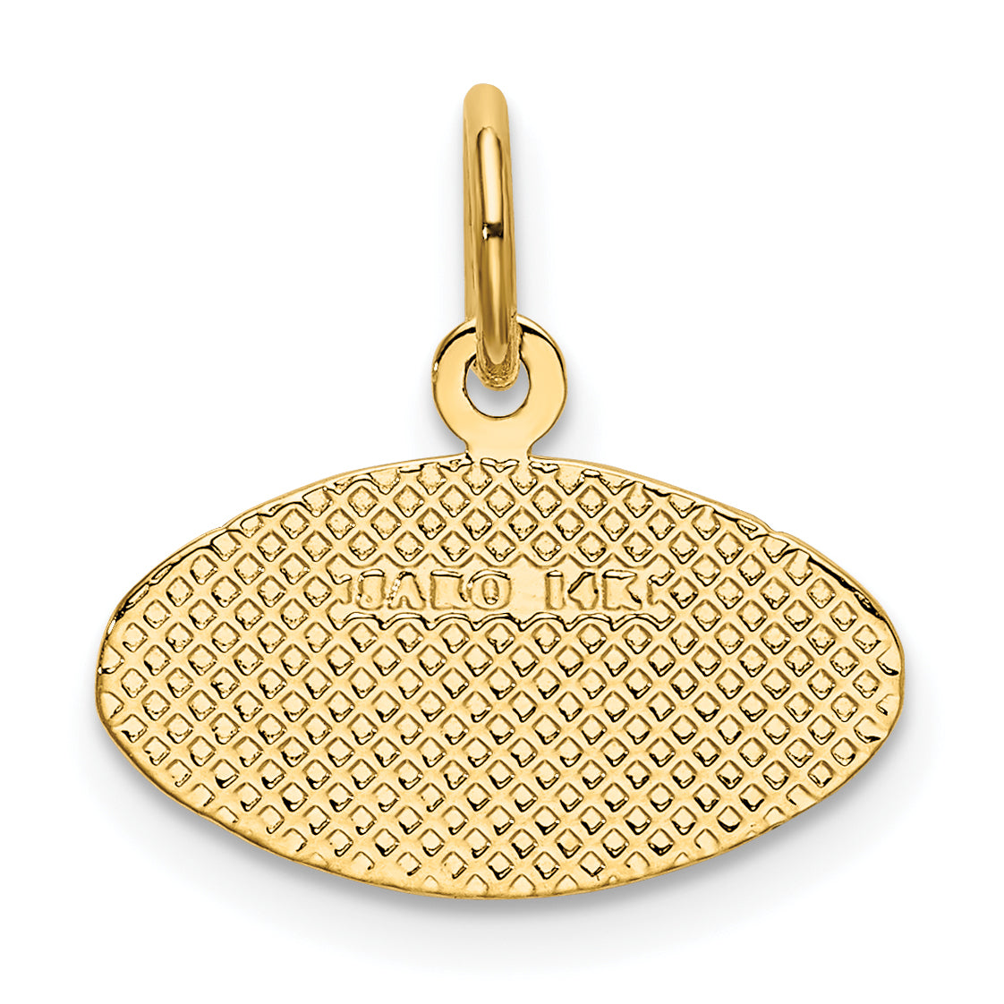 14K Gold Football Charm with Polished Finish and Textured Back