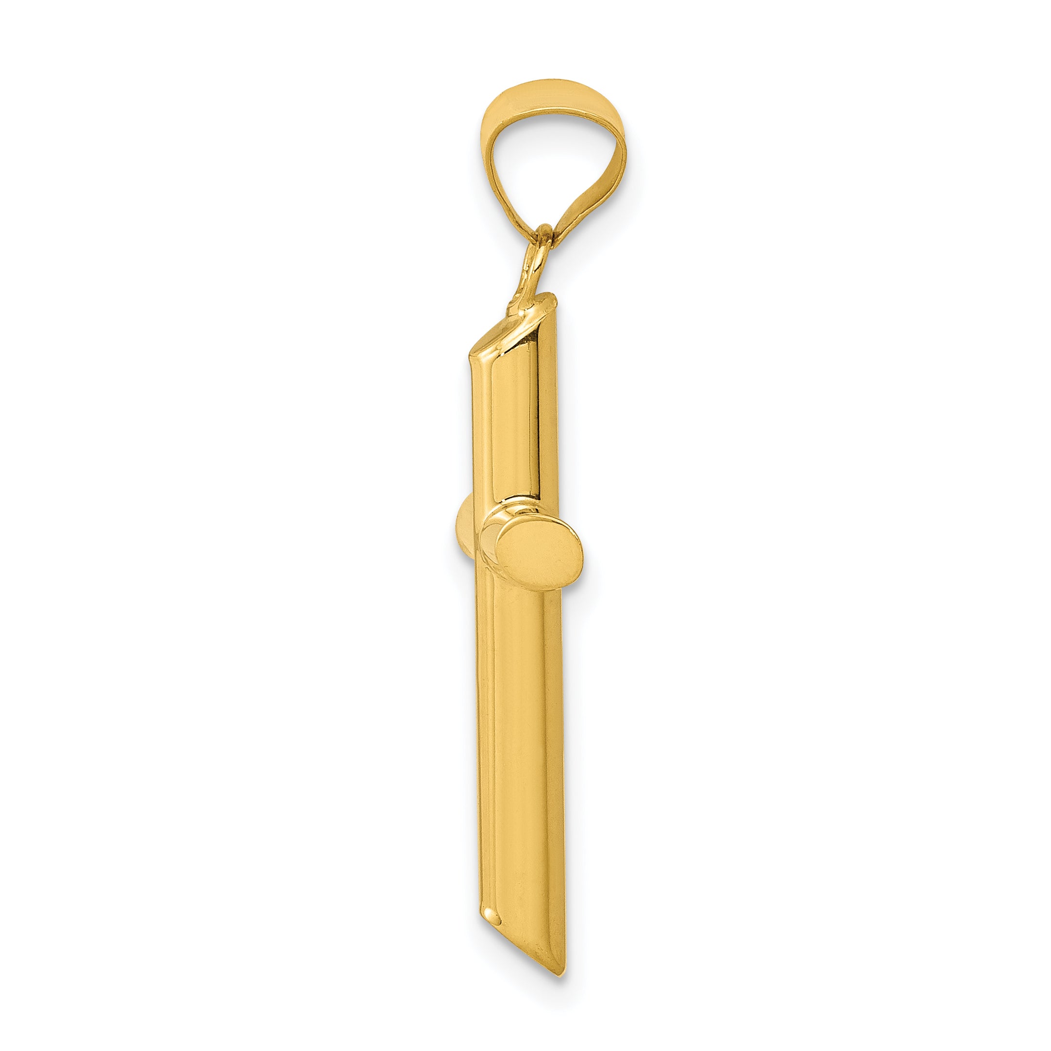 14K Gold 3D Polished Hollow Cross Pendant by Sophia Jewelers
