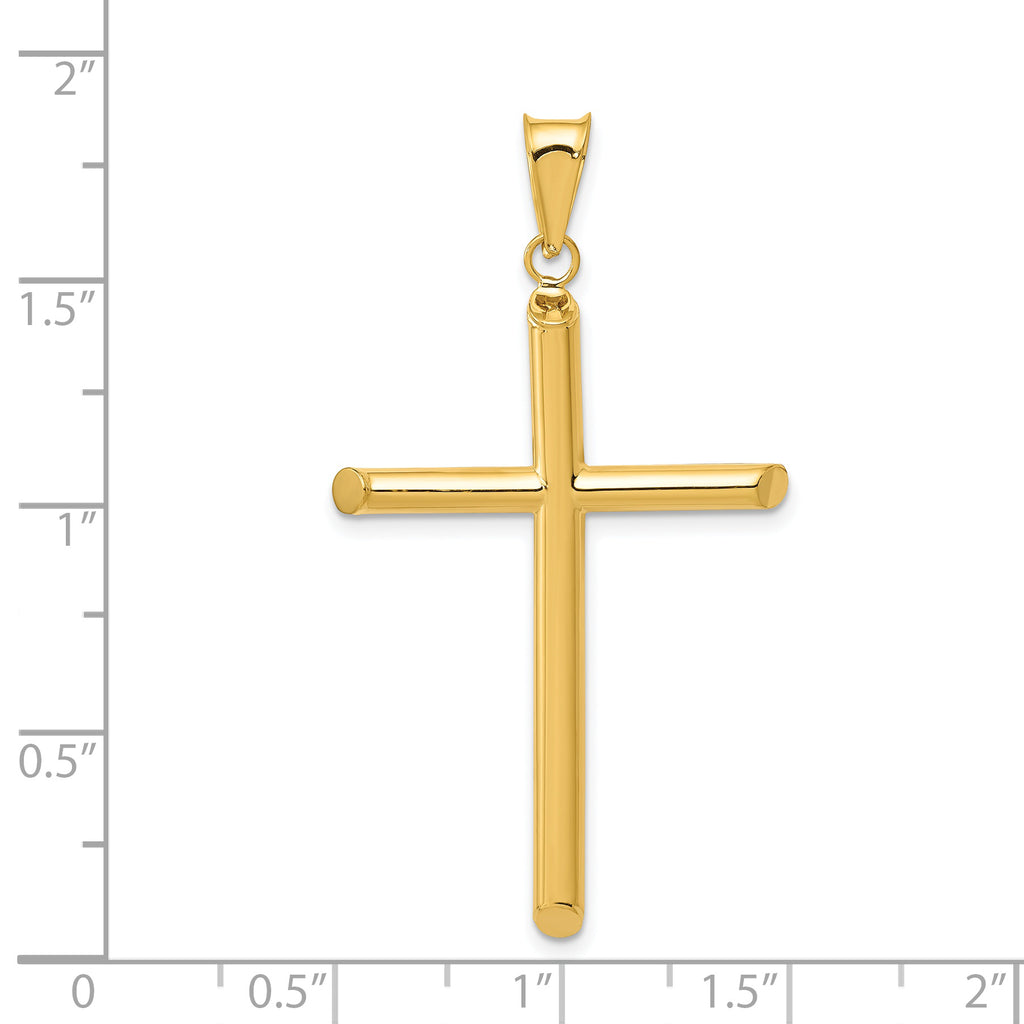 14K Gold 3D Polished Hollow Cross Pendant by Sophia Jewelers