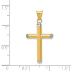 14K Gold with Rhodium 3D Hollow Cross Pendant Elegant & Lightweight