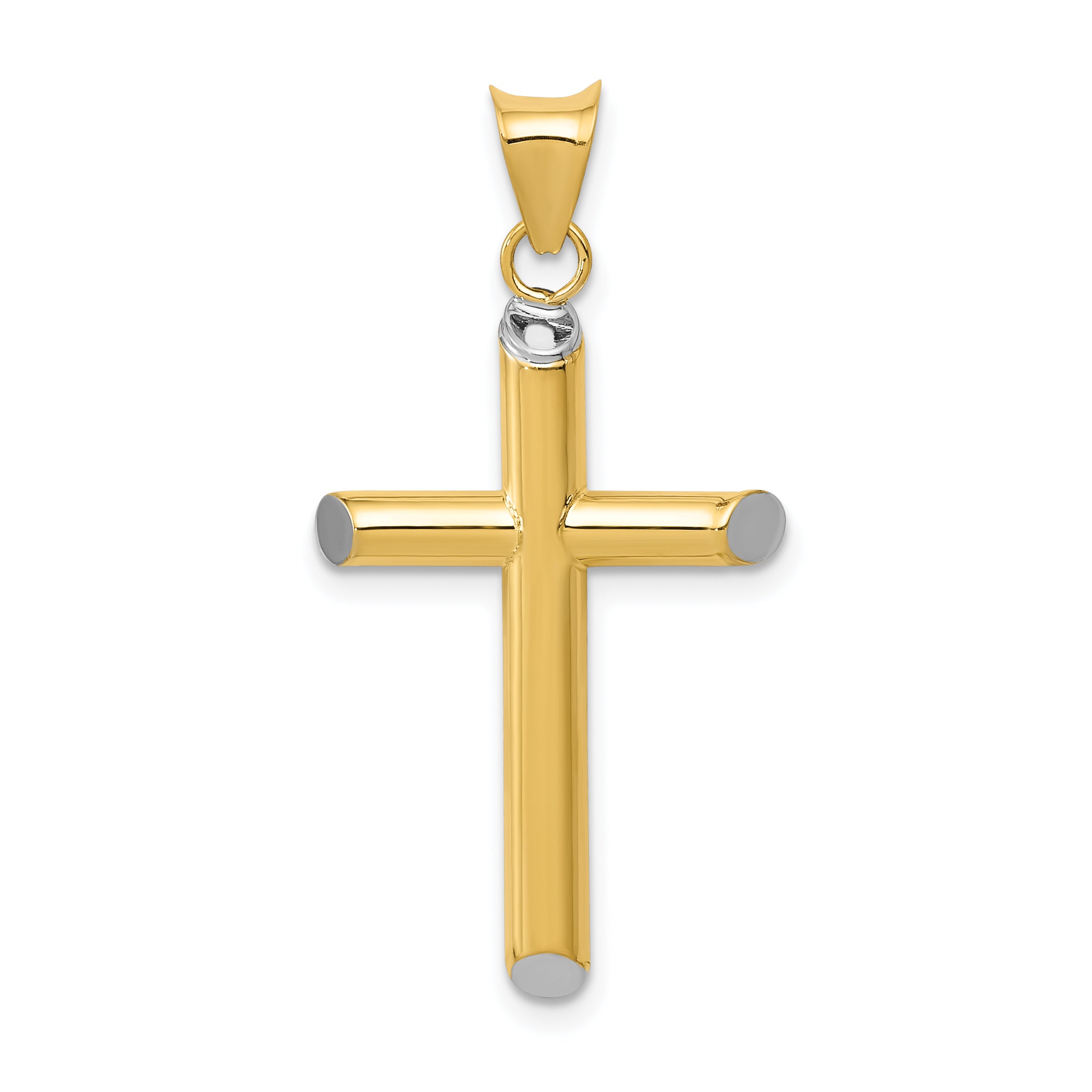 14k w/Rhodium 3-D Hollow Cross Pendant Main image