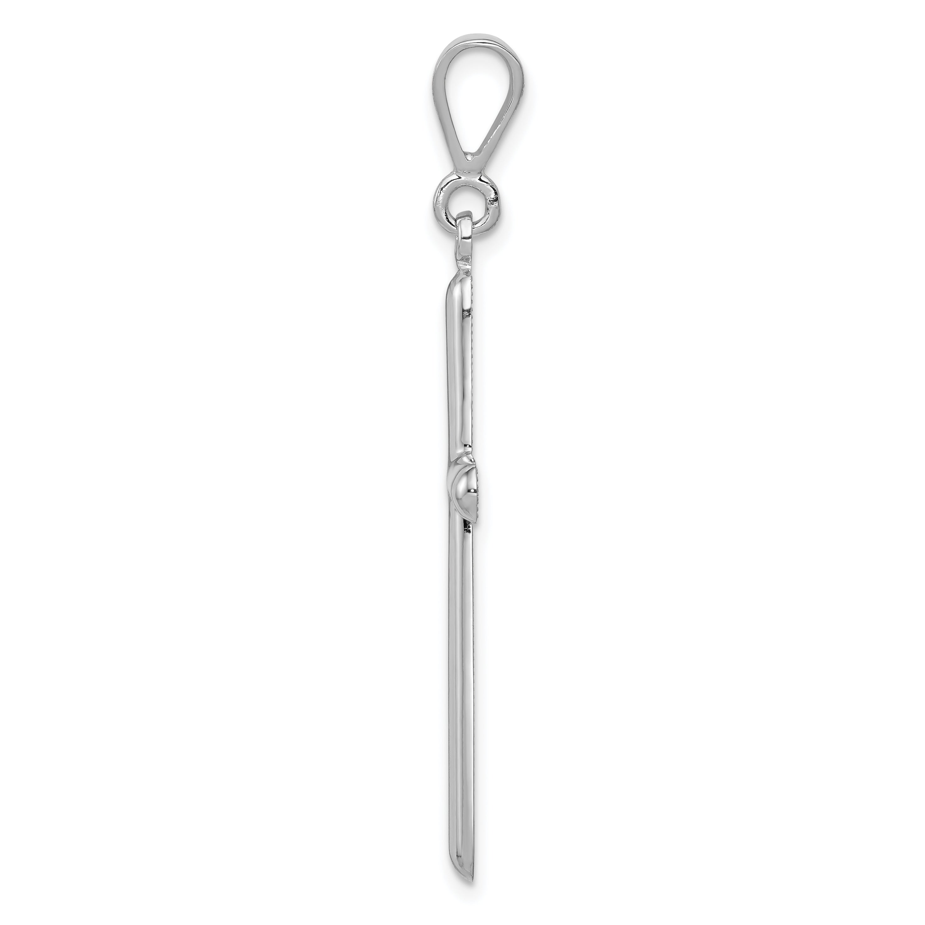14K White Gold Cross Pendant with Polished Finish Elegant Design