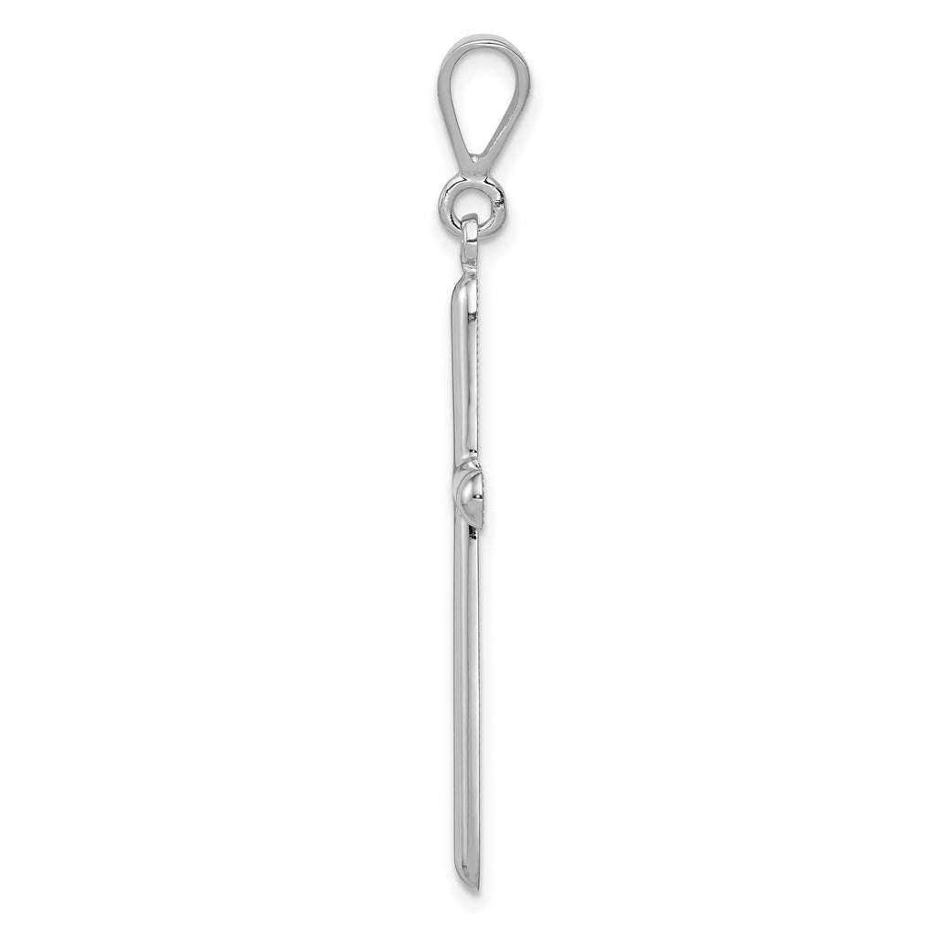14K White Gold Cross Pendant with Polished Finish Elegant Design