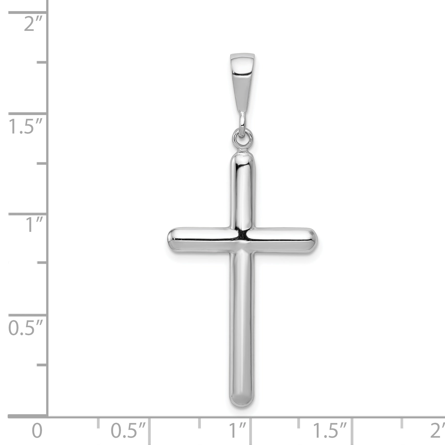 14K White Gold Cross Pendant with Polished Finish Elegant Design