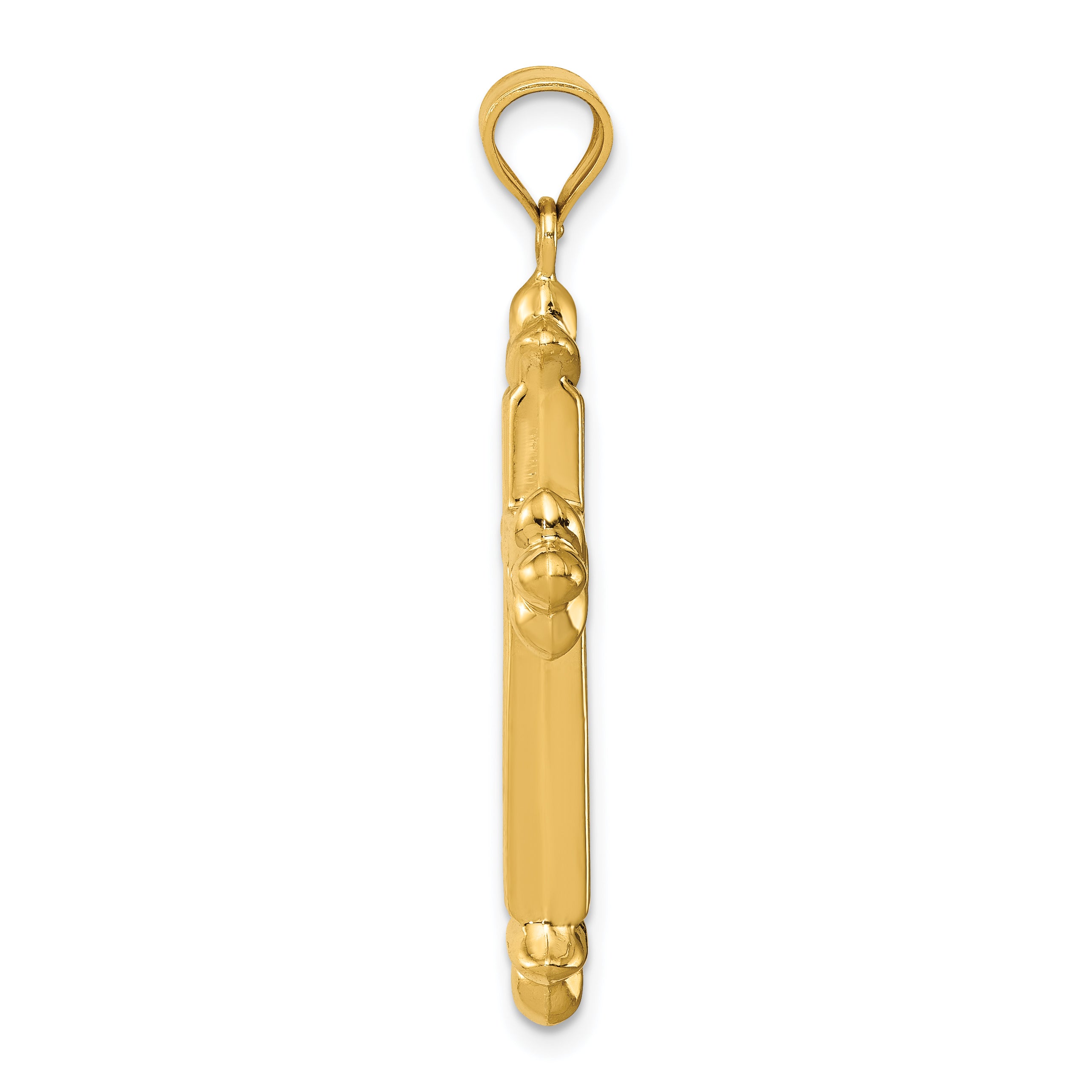 14K Gold Reversible Diamond-Cut Cross Pendant 39mm