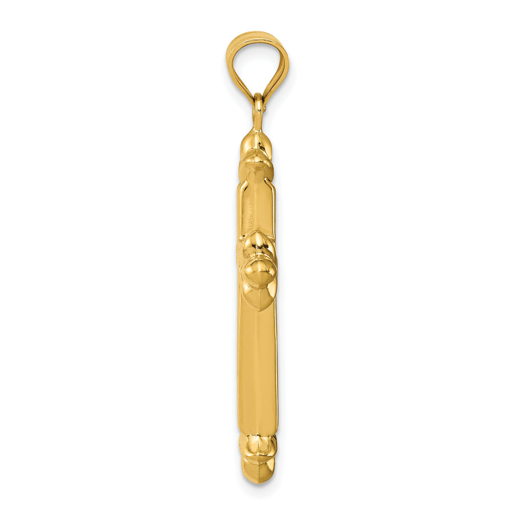14K Gold Reversible Diamond-Cut Cross Pendant 39mm