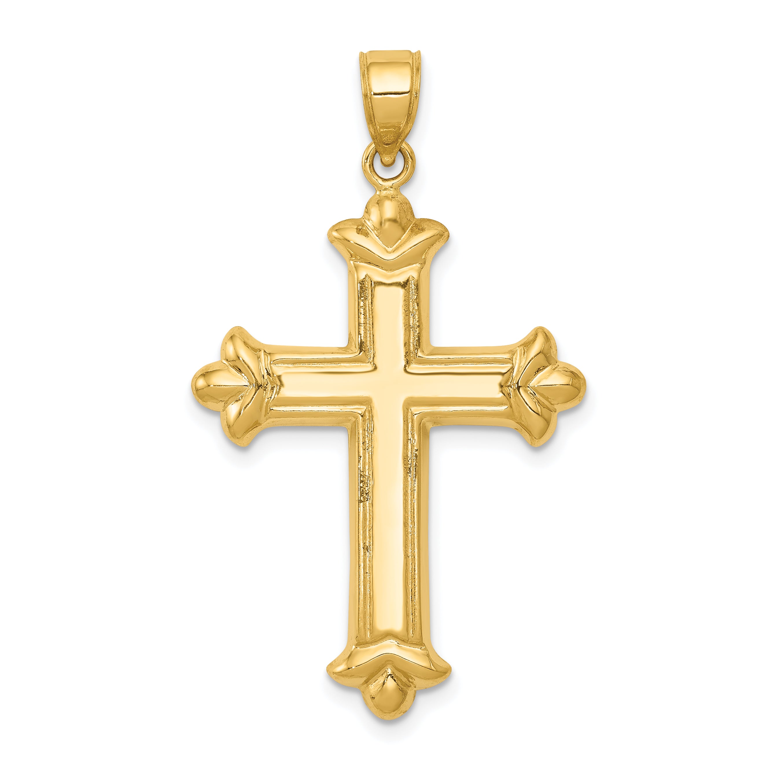 14K Gold Reversible Diamond-Cut Cross Pendant 39mm